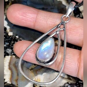 Lightweight Rainbow Moonstone Pendant 2 1/4”